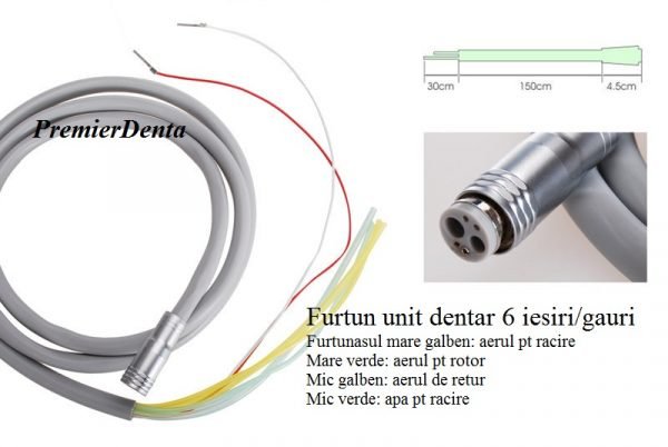 Furtun tub unit dentar silicon 6 intrari fibra optica